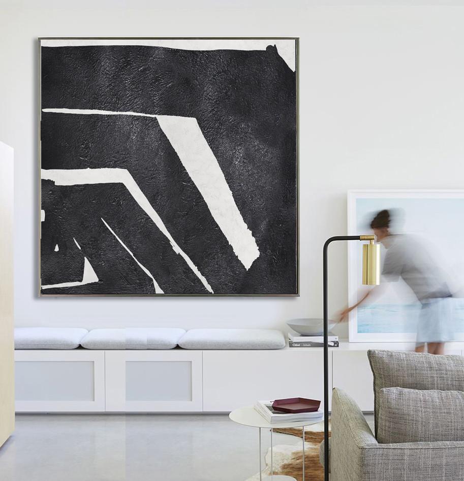 Minimal Black and White Painting #MN26A - Click Image to Close